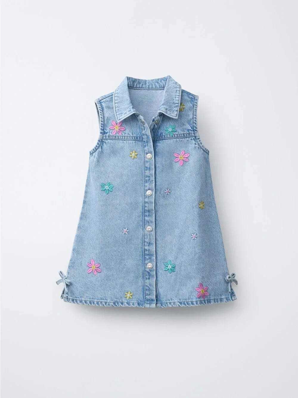 ZARA KIDS DENIM DRESS WITH EMBROIDERED FLOWERS 🌸🌼